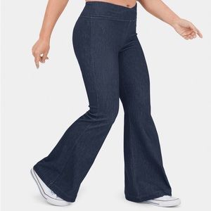 NWT HALARA-MAGIC High Waisted Crossover Stretchy Knit Denim Flared Jeggings